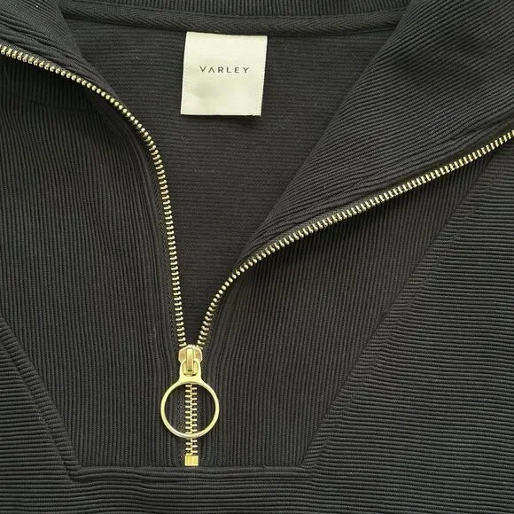 Varley Vine Half Zip Ribbed Ottoman Oversized Pullover Sweatshirt Black Size XS - Picture 4 of 9